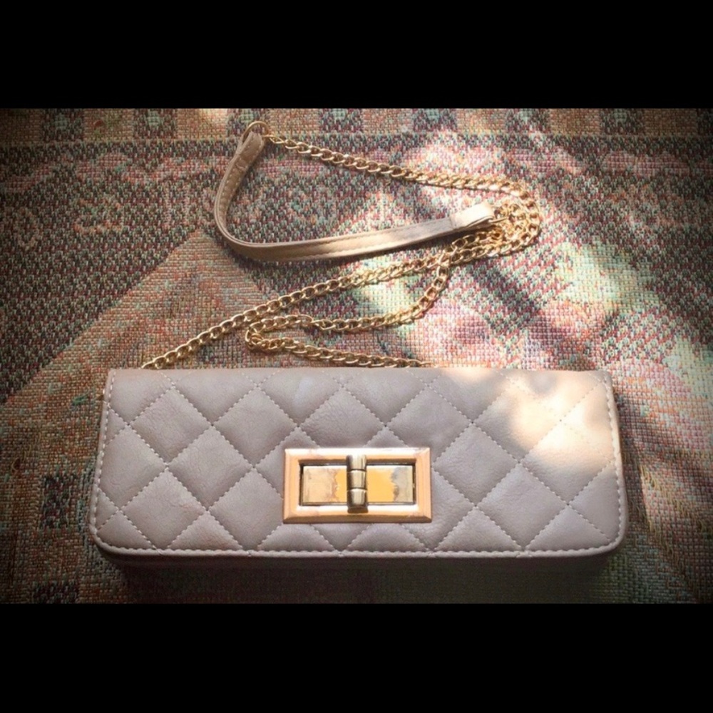 Diamond Quilted Convertible Flab-over bag-TAUPE